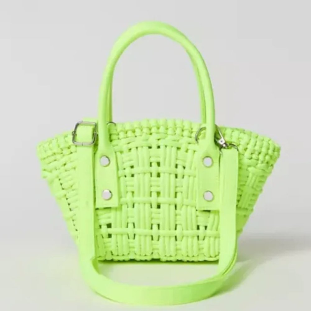 NWOT Urban Outfitters UO Woven Fan Tote Bag In Lime